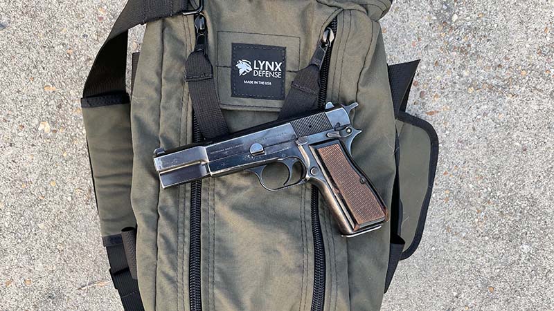 Browning Hi-Power on Lynx Defense Pistol Range Bag