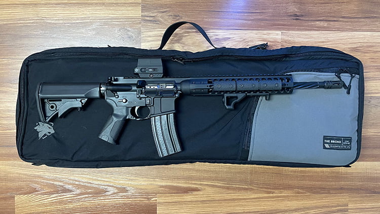 LWRC M6IC right side of gun on Bureau Rifle Case