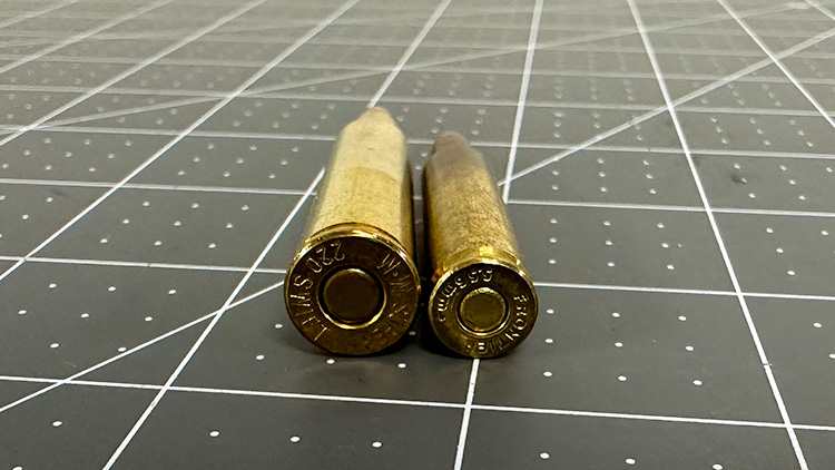 Headstamp and Diameter picture of .220 Swift vs .223 Remington