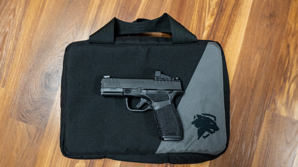 Springfield Hellcat Pro on top of a Prime Range Bag