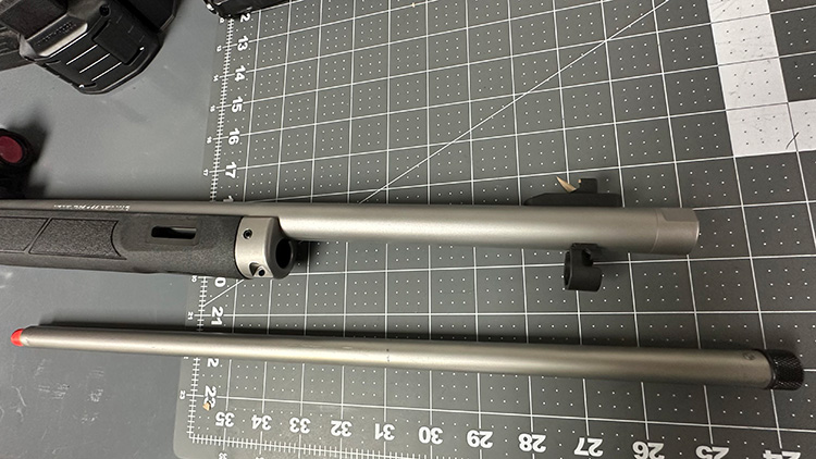 Magazine tube pulled out of the S&W 1854 Rifle