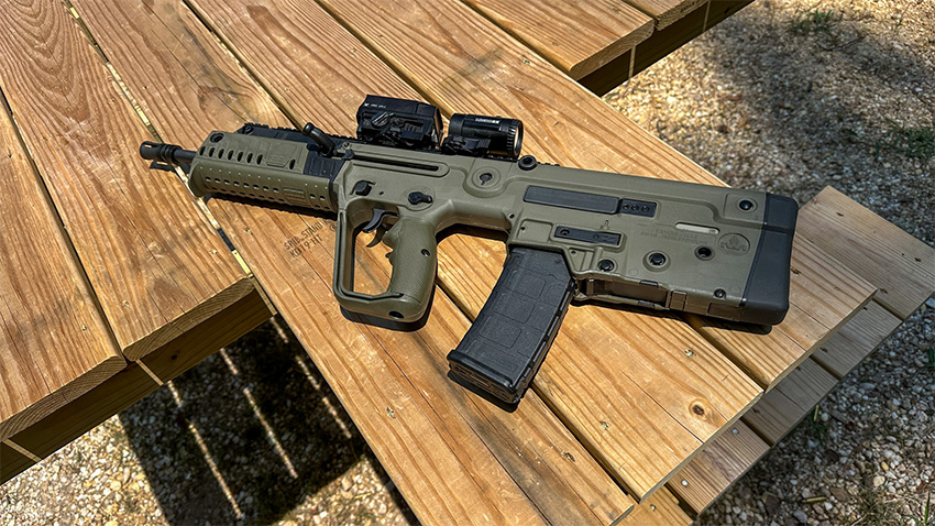 IWI Tavor X95 on Range Shooting Table