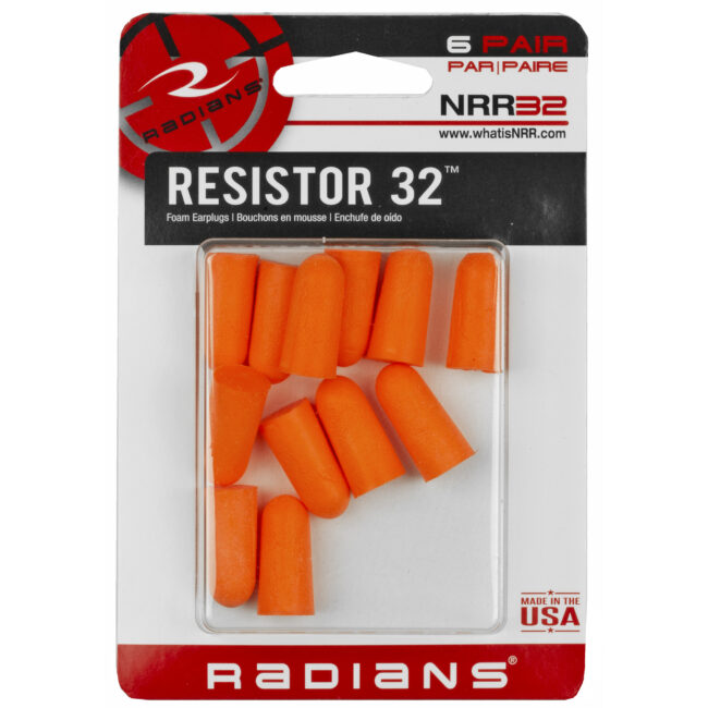 Radians, Resistor 32 Disposable Foam Earplugs, 6 Pair Uncorded Pack